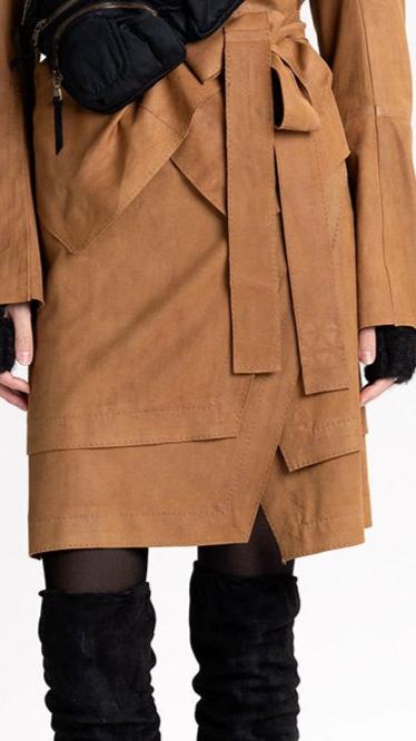 Suede Paneled Skirt bronze brown