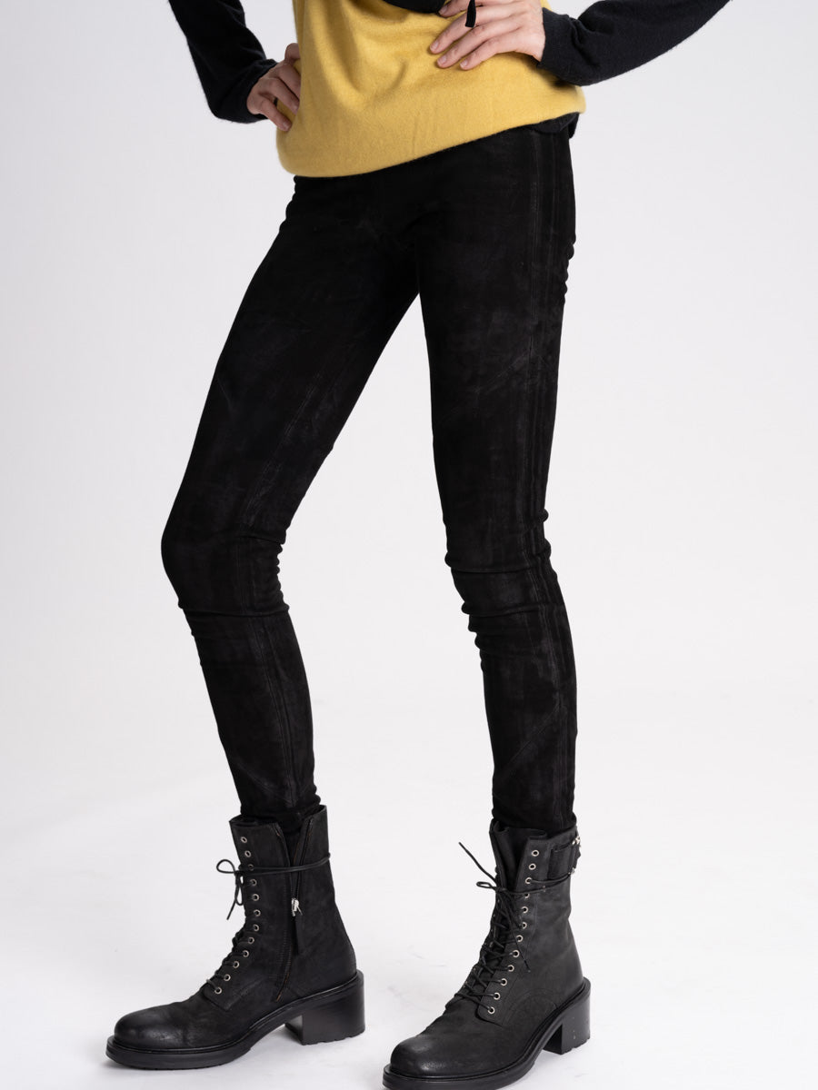 Skinny Stretch Suede Legging black