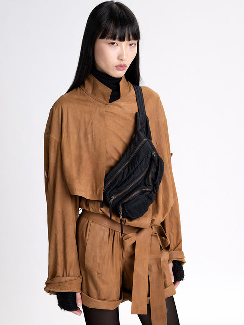 Short Suede Jumpsuit Playsuit ronze brown