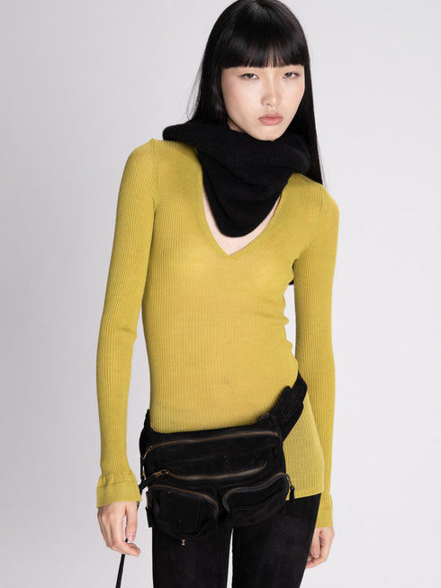 Yellow Cashmere Silk V-Neck Sweater