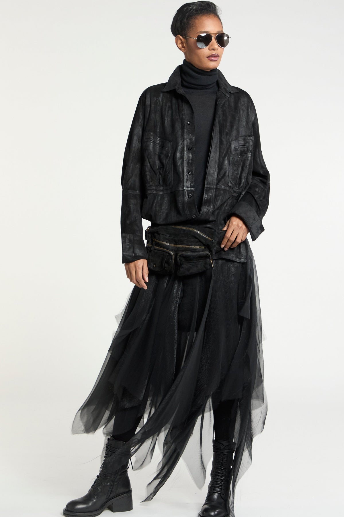 Women's Suede Shirt black