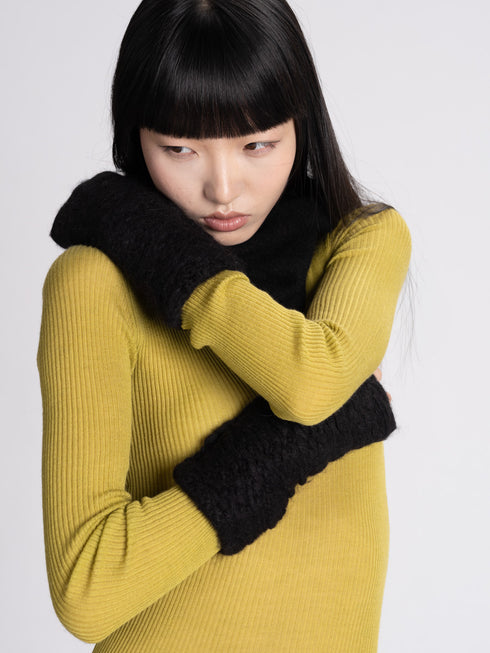 Alpaca Fingerless Gloves black