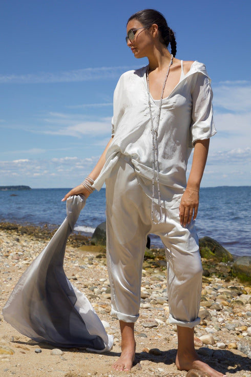 Silk Habotai Hooded Shirt Vacances