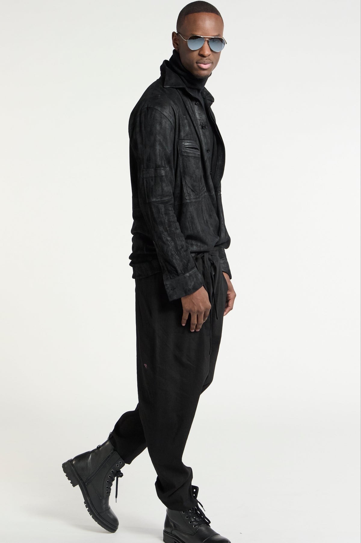 Men's Suede Oversize Shirt black