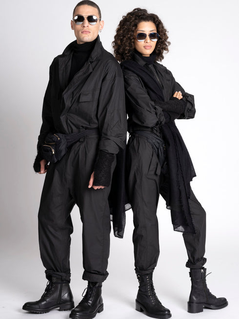 Mens Cotton Jumpsuit black