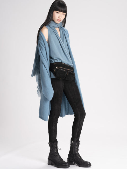Faded Blue Long Cashmere Cardigan Frenckenberger