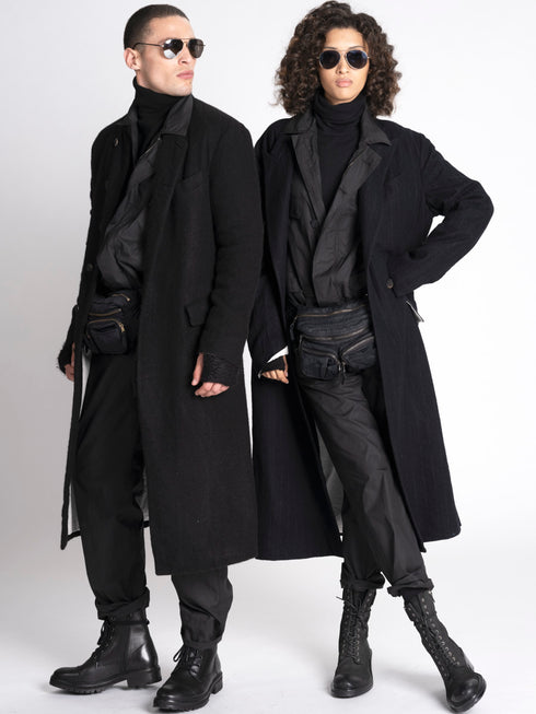 Forme D'Expression Long Wool Coat Black