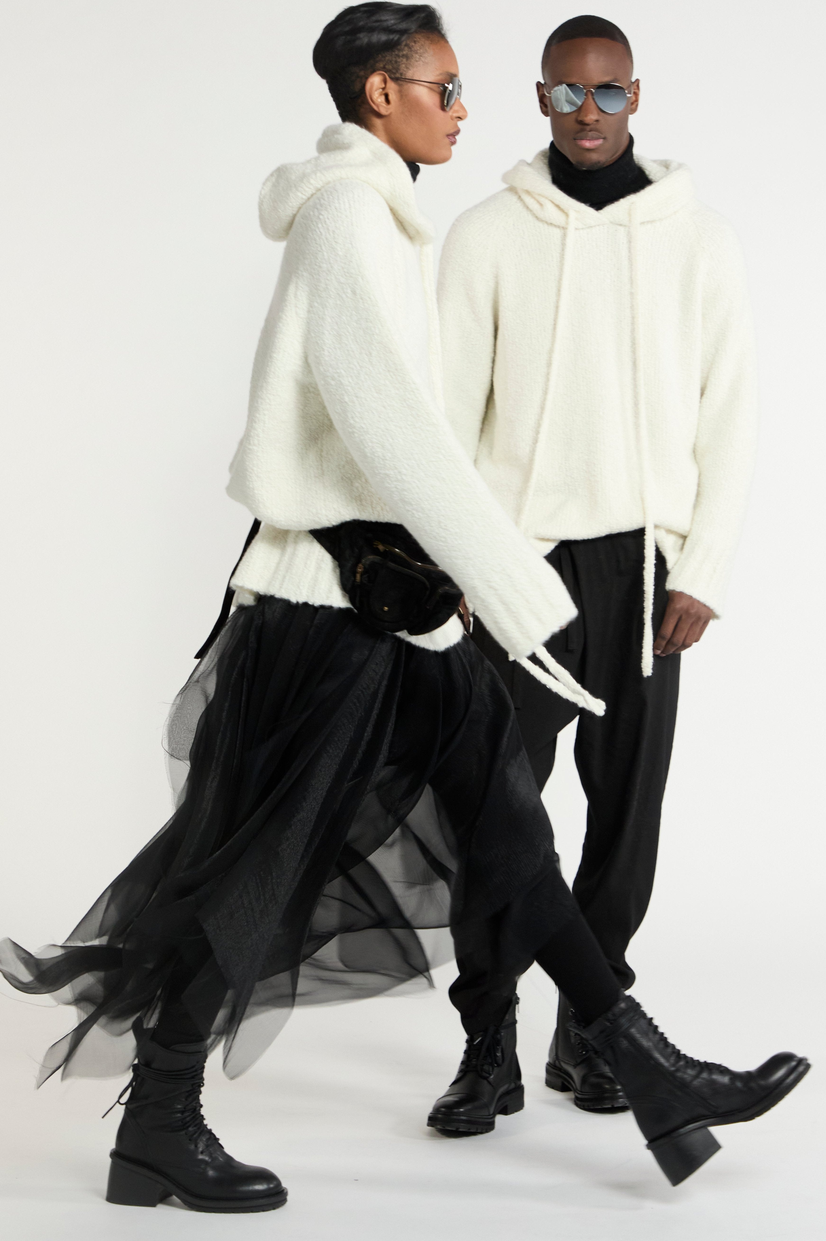 Bonnie Young Cashmere Boucle Hoodie Ivory