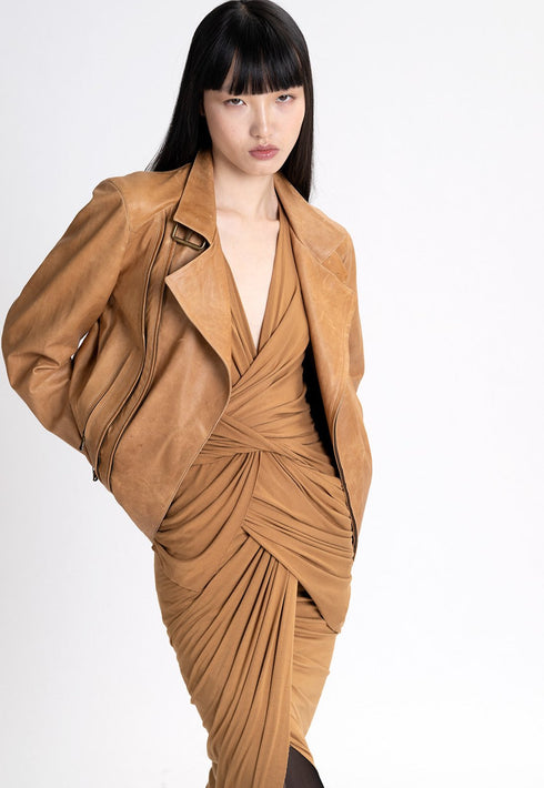 Jersey Twisted Top Tan