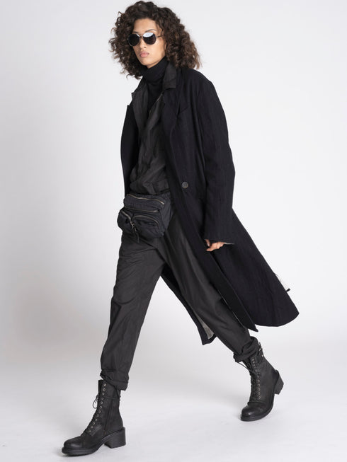 Forme D'Expression Long Wool Coat Black