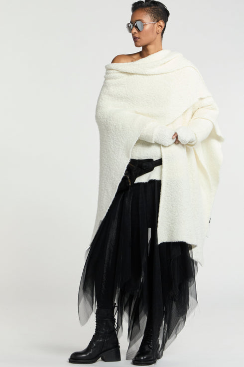 Cashmere Poncho Ivory