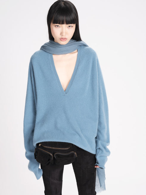 Frenckenberger Blue V-Neck Cashmere Sweater