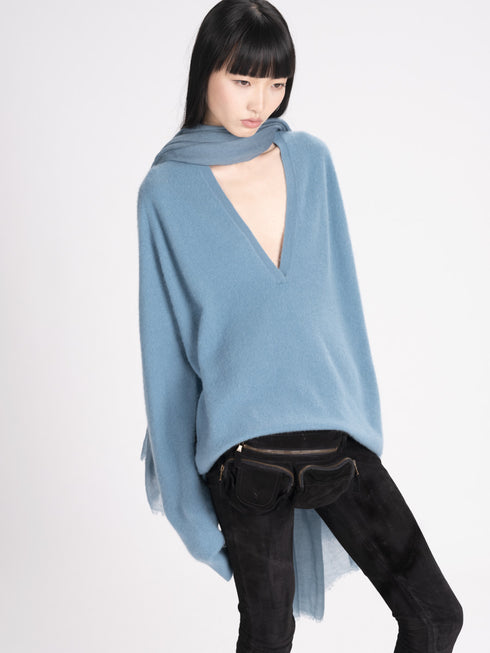 Frenckenberger Blue V-Neck Cashmere Sweater