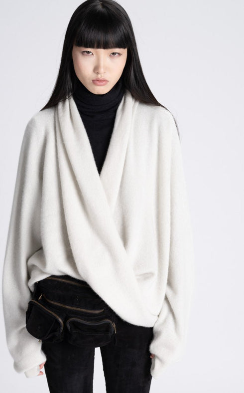 Faded Silver Cross Front Cashmere Sweater Frenckenberger