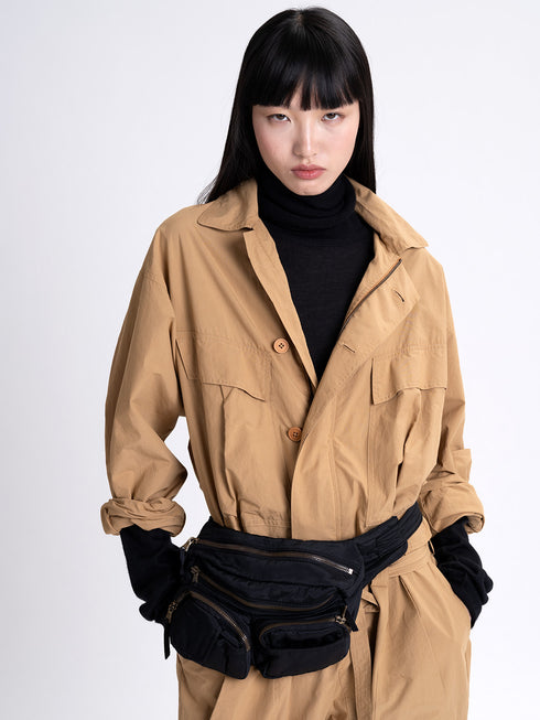 Poplin Tie Jumpsuit Tan