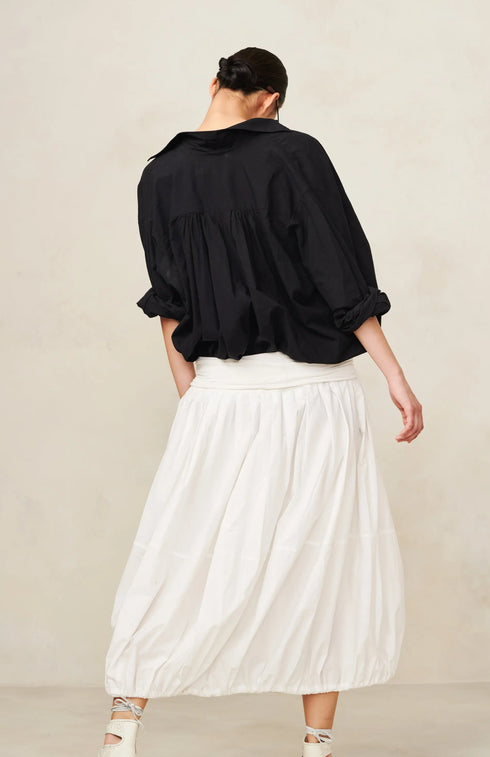 Poplin Full Midi Skirt Ivory XS S M L