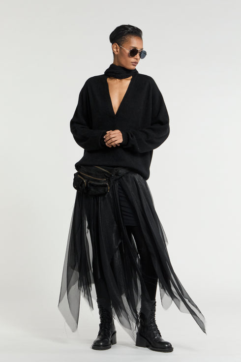 Frenckenberger Black V-Neck Cashmere Sweater