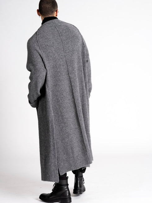 Grey Wool Long Cardigan