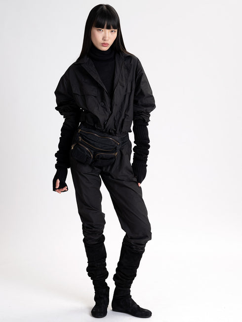 Poplin Tie Jumpsuit Black