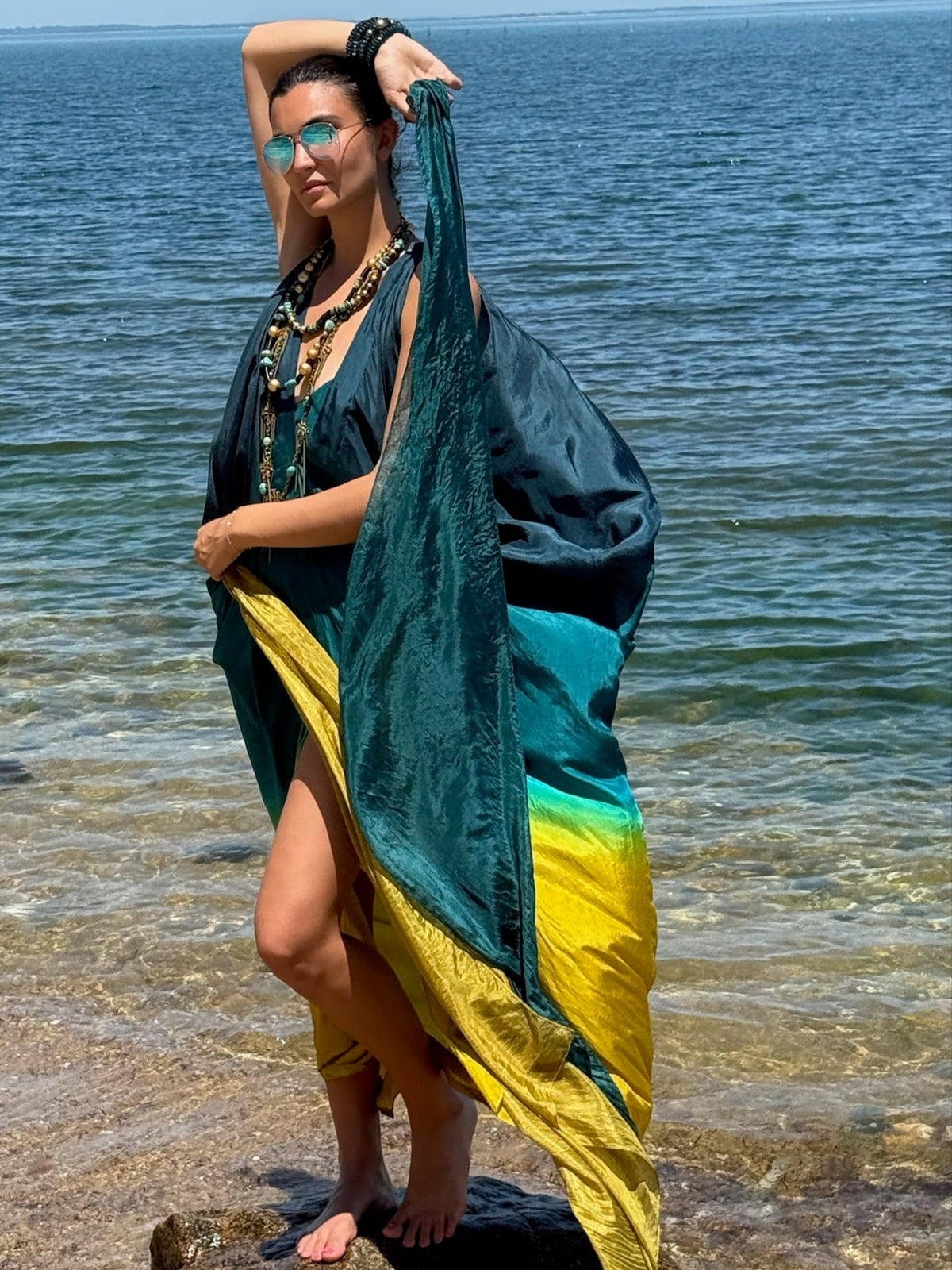 Dip Dye Light Weight Habotai Silk Scarf Vacances