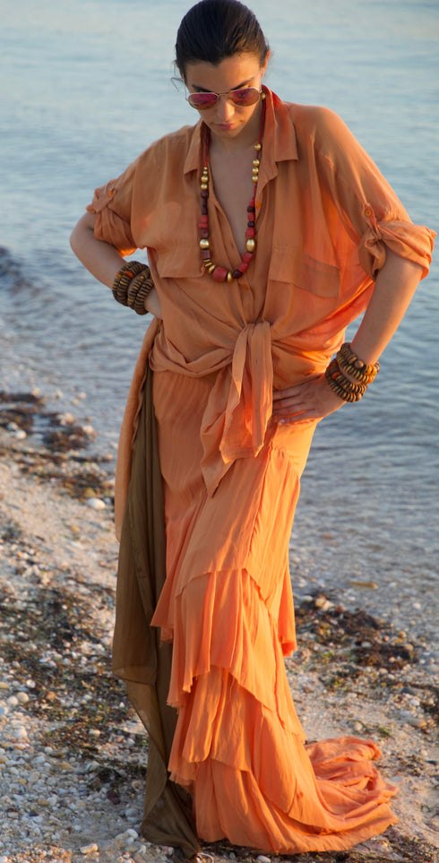 Silk Cascade Ruffle Skirt Vacances