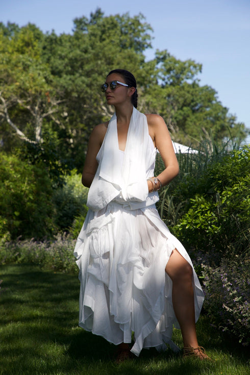 Cotton Voile Crinkled Panel Skirt Urban Zen