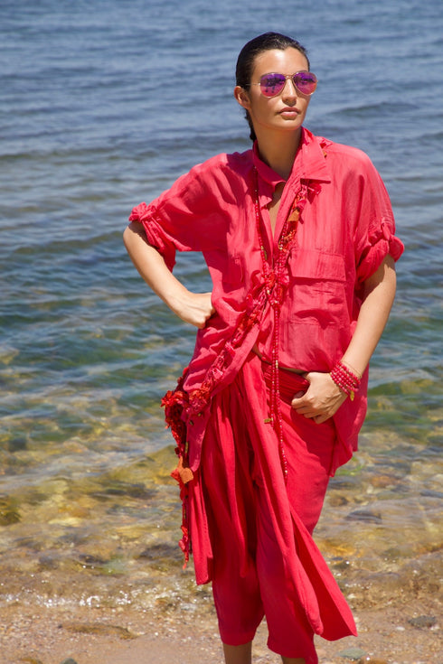 Silk Button Up Shirt Vacances