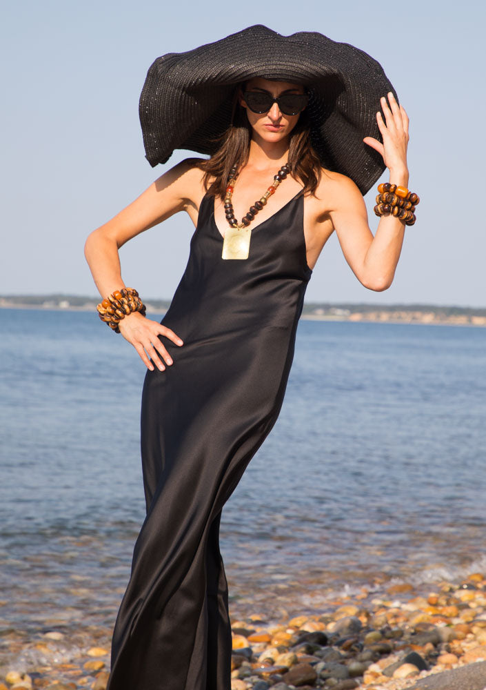 V Neck Bias Dress Black P/S S/M M/L