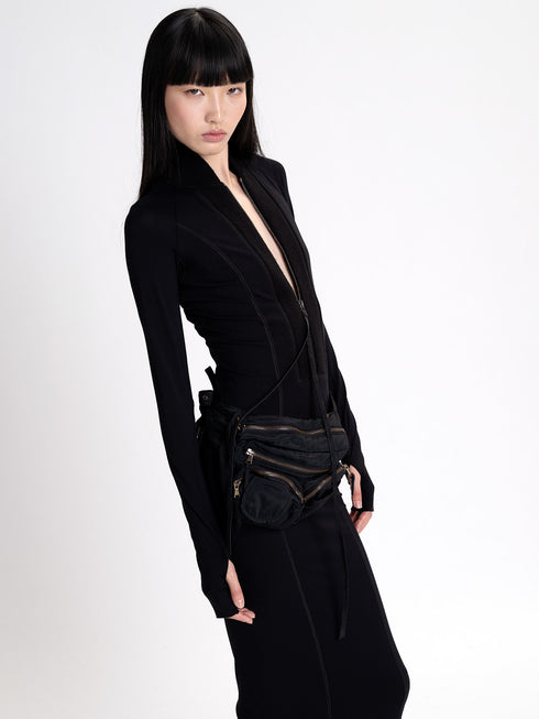 Jersey Zip Front Dress Black