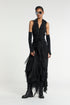 Atelier Urban Stretch Wrap Tie Ruffle Dress Black