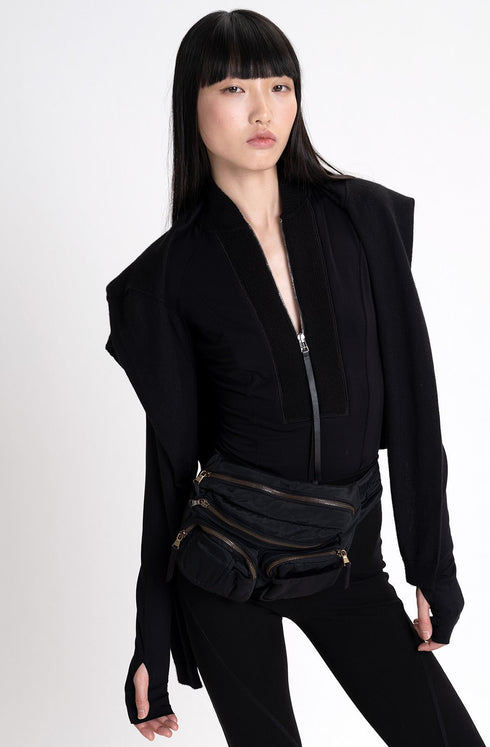 Bodysculpt Jersey Zip Front Bodysuit black