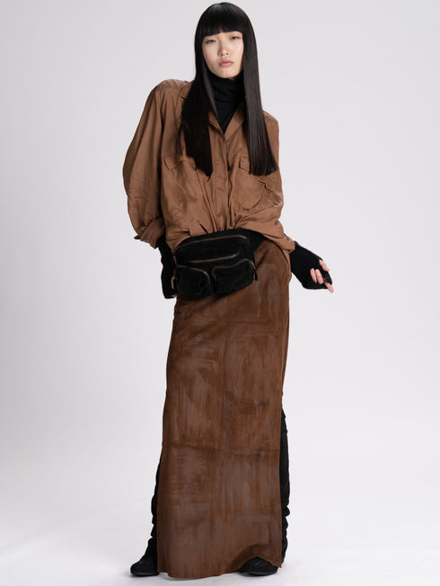 Suede Straight Skirt russet brown