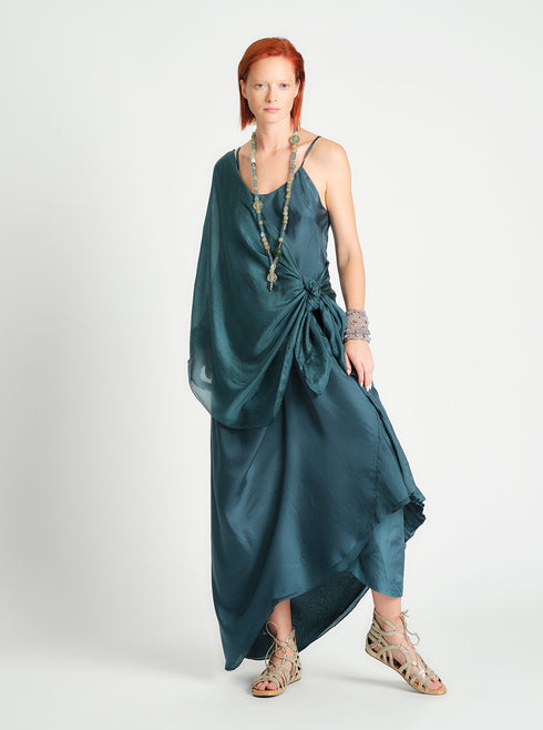 Silk Double Layer Slip Dress Wedgewood Blue PS ML