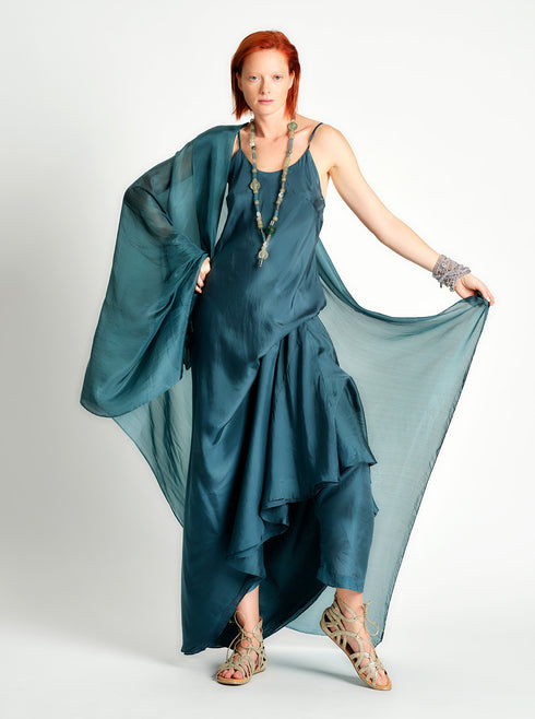 Silk Double Layer Slip Dress Wedgewood Blue PS ML