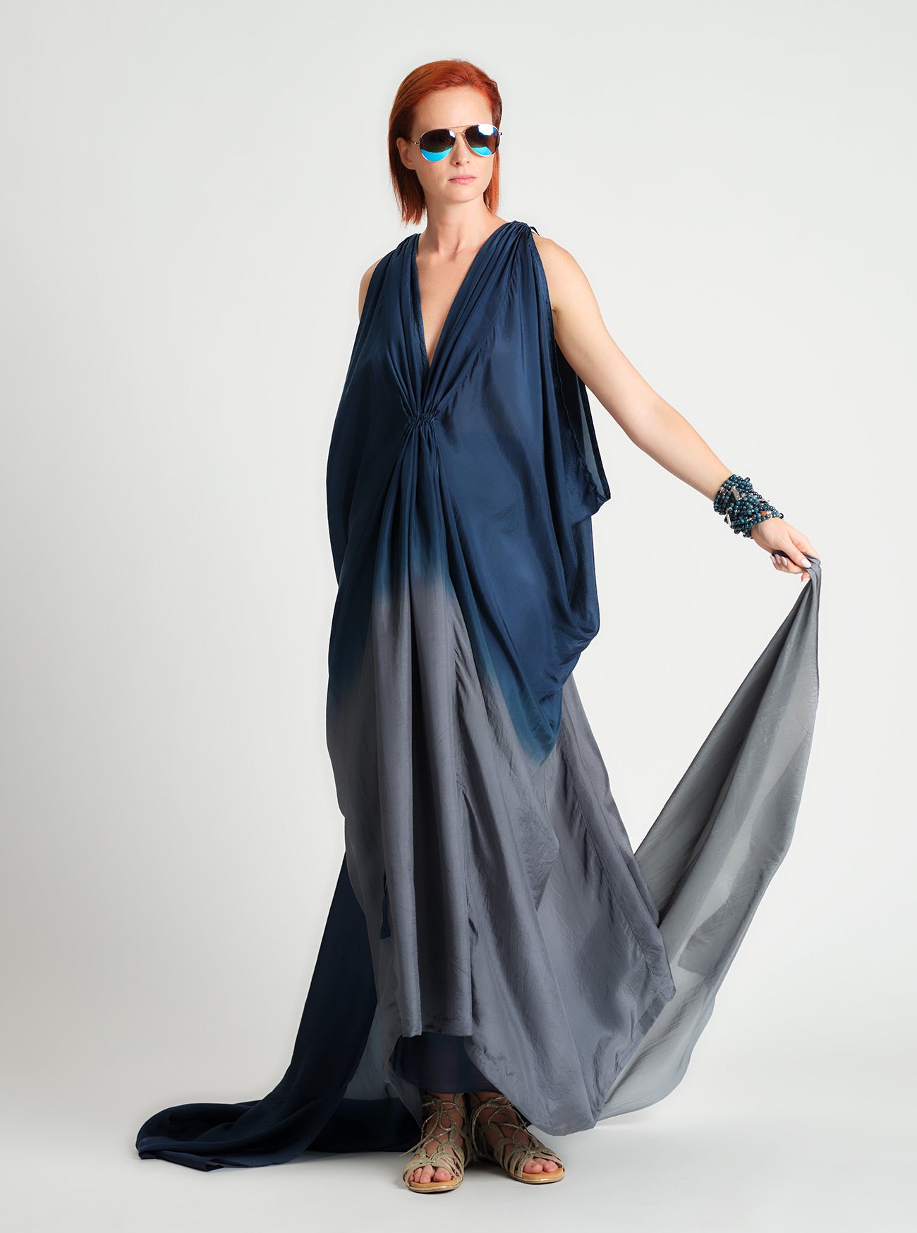 Silk Drawstring Kaftan Thunder O/S