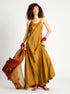 Silk Double Layer Slip Dress Cork Brown