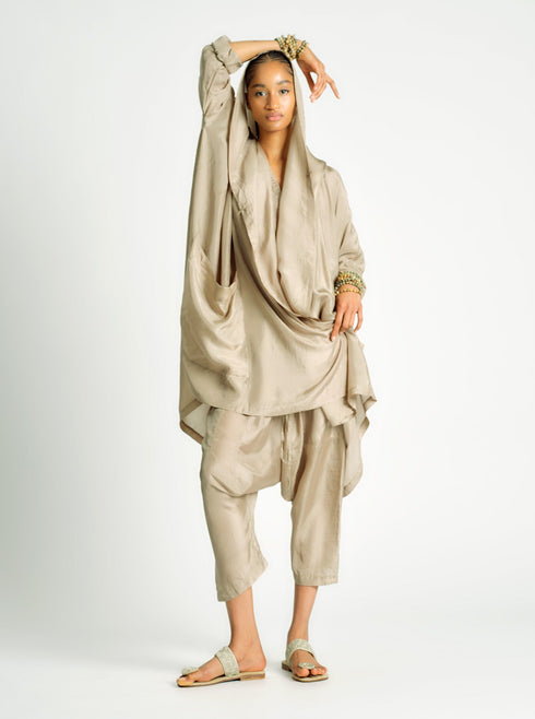 Silk Hooded Cardigan Green