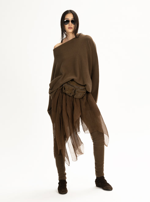 Chiffon Jersey Skirt Brown