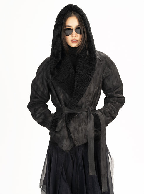 Shearling Hood Jacket Black P/S S/M M/L