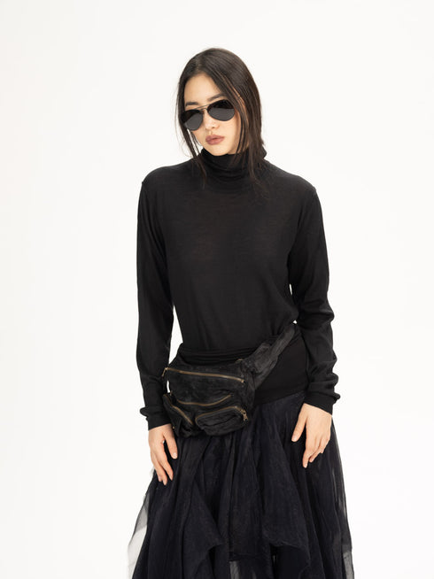 Black Cashmere Turtleneck Sweater