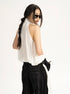 Silk Charmeuse Sleeveless Scarf Top Ivory XS S M L