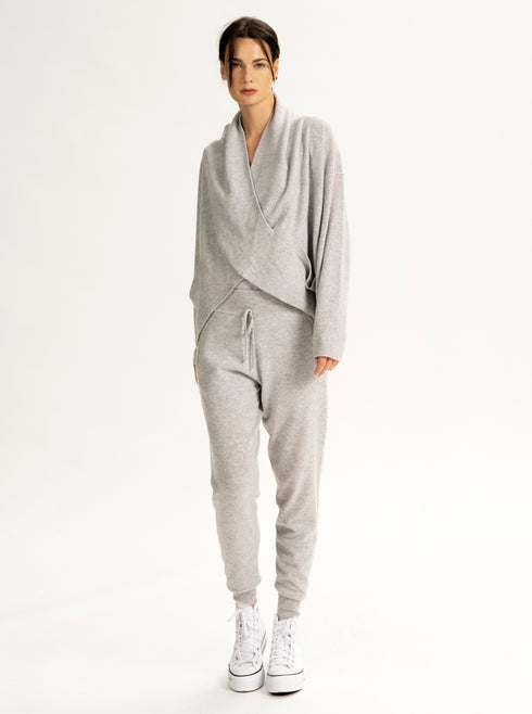 Grey Cashmere Cross Over Sweater