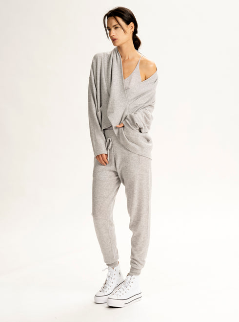 Grey Cashmere Cross Over Sweater