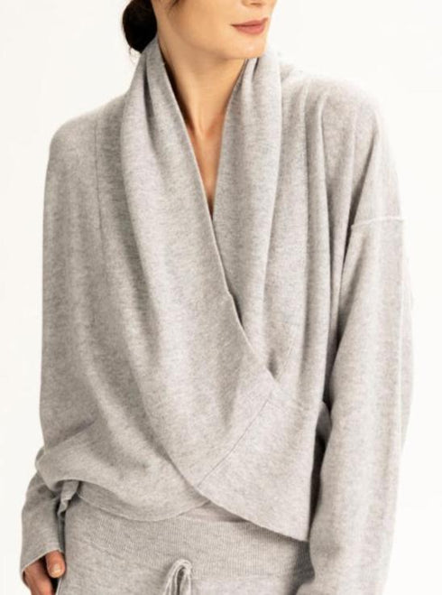 Grey Cashmere Cross Over Sweater