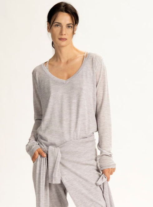Grey Cashmere V-Neck SWeater
