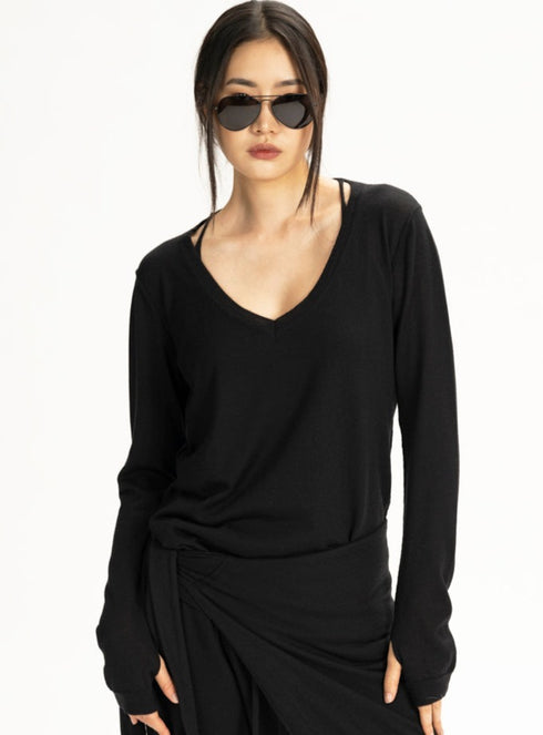 Black Cashmere V-Neck SWeater