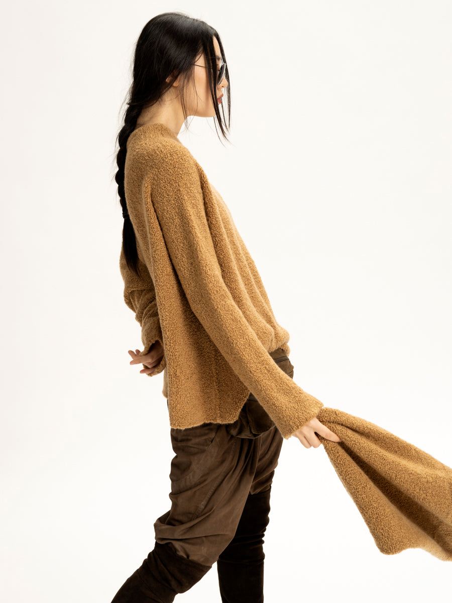 Cloud Cashmere T Shaped Sweater Camel