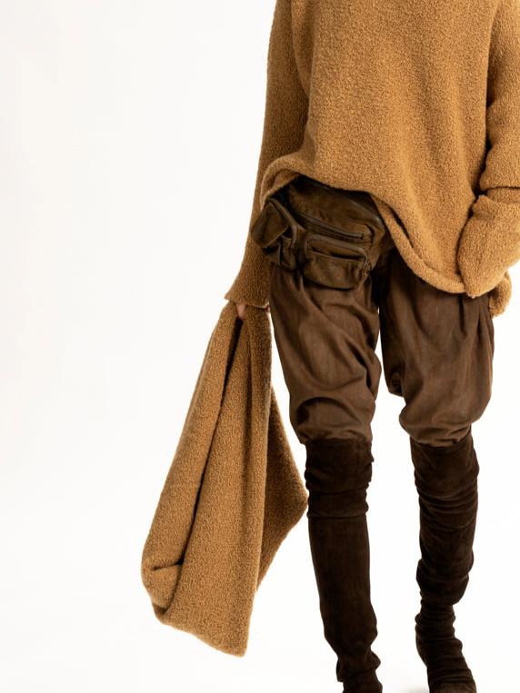 Cashmere Big Neck Cozy Tan O/S