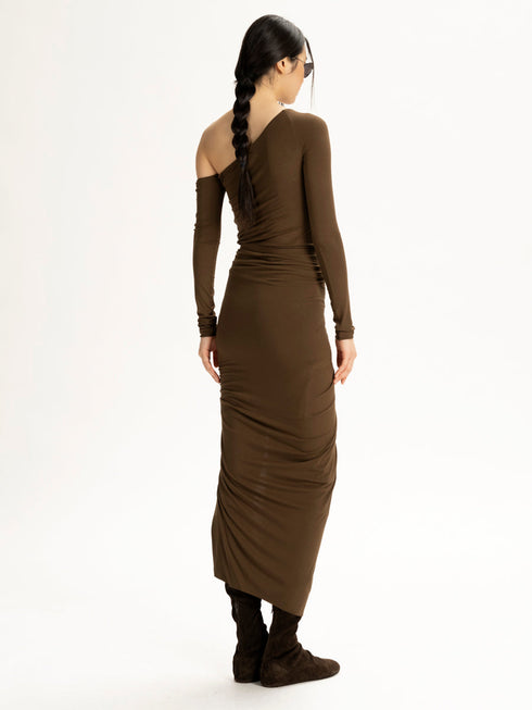 Draped Midi Skirt Brown