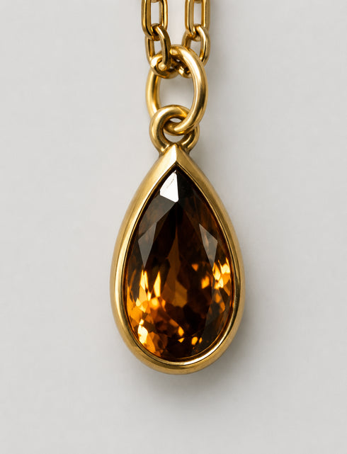 Heike Grebenstein 7.11ct Cognac Pear Shaped Zircon Pendant Heike Grebenstein